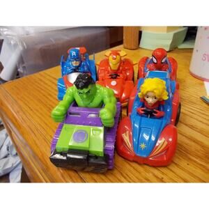 Marvel Plastic Super Heros Pull Back Cars - 5 car set